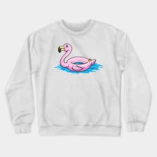 Flamingo at Swimming with Swim ring Crewneck Sweatshirt